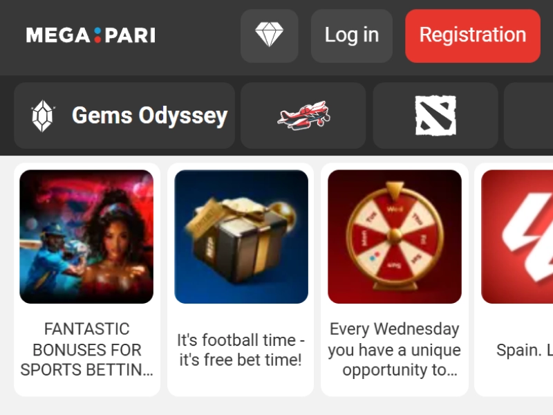 MegaPari mobile website homepage screenshot opened in mobile browser