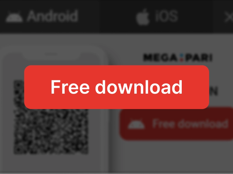 MegaPari mobile app download page screenshot with highlighted Android Free Download APK button