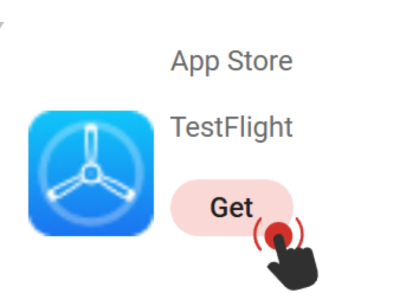 TestFlight app page screenshot in App Store with highlighted Download button