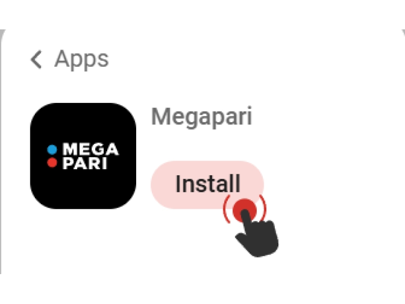 TestFlight interface screenshot with highlighted Install Megapari app button