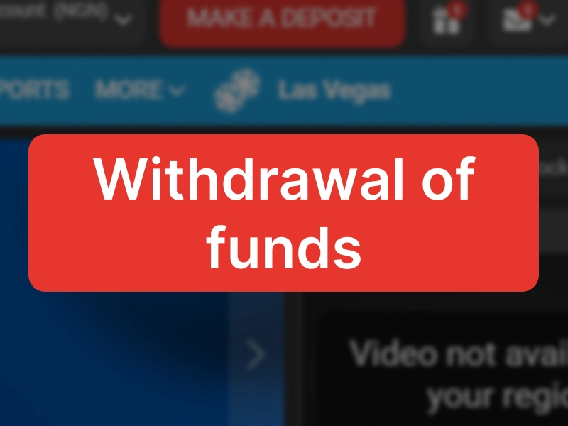 MegaPari personal account screenshot with highlighted Withdrawal of funds section