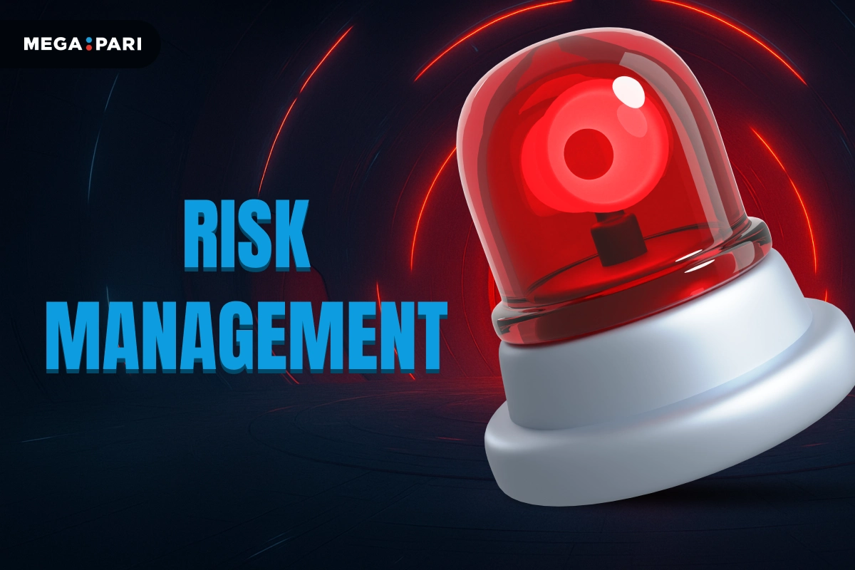 MegaPari image showing sports risk management with red emergency siren icon on dark glowing background.